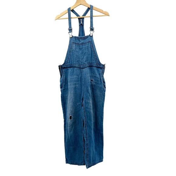 Free People chambray distressed overalls - Picture 6 of 6